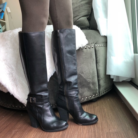 black heel tall boots